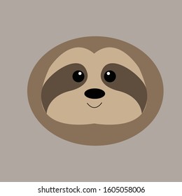 sloth face vector design. sloth head logo icon.