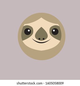 sloth face vector design. sloth head logo icon.