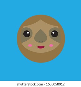 sloth face vector design. sloth head logo icon.