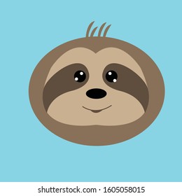 sloth face vector design. sloth head logo icon.