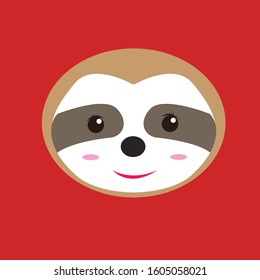 sloth face vector design. sloth head logo icon.