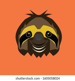 sloth face vector design. sloth head logo icon.