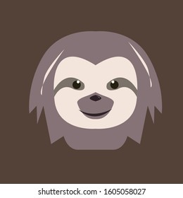 sloth face vector design. sloth head logo icon.