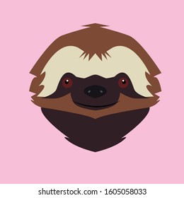 sloth face vector design. sloth head logo icon.