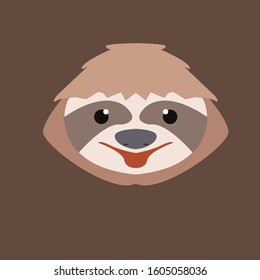 sloth face vector design. sloth head logo icon.