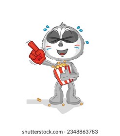 the sloth fan with popcorn illustration. character vector