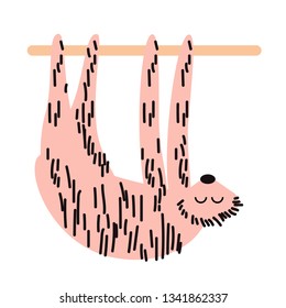 sloth flat illustration Wild life plants and animals series