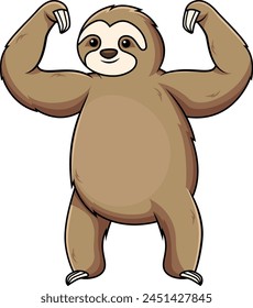 Sloth flexing muscles vector illustration