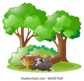 Sloth in the forest illustration