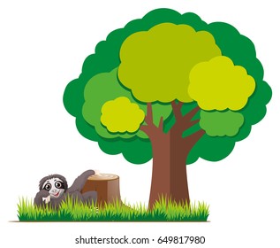 Sloth in the garden illustration