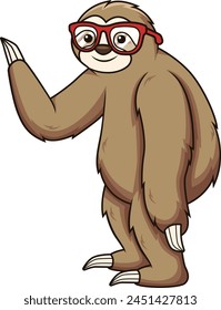 Sloth with glasses vector illustration