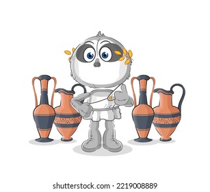 the sloth with greek clothing. cartoon mascot vector