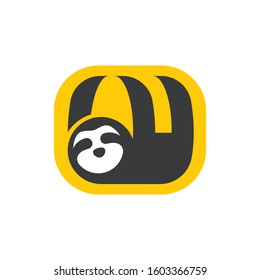 Sloth Hanging Down Logo Template