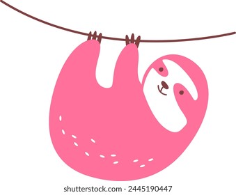 Sloth Hanging On Liana Vector Illustration