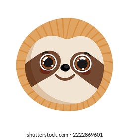 sloth head cartoon - mascot sloth face clipart vector