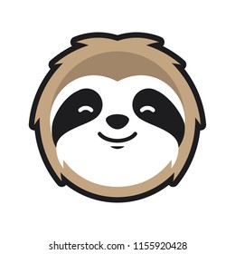Sloth Head character mascot logo design illustration vector
