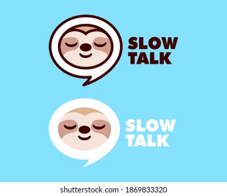 SLOTH HEAD IN A CONVERSATION BOX SHAPE CARTOON LOGO