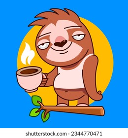 Sloth Head face character mascot logo design illustration vector