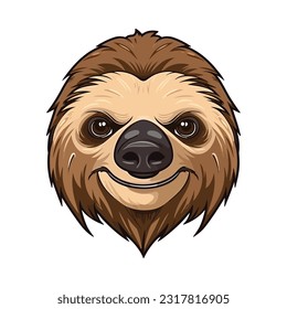 Sloth head mascot. Logo design. Illustration for printing on t-shirts.