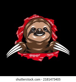 Sloth head out from the wall, parody design