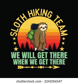 Sloth Hiking Team Hiker Camper Funny Retro