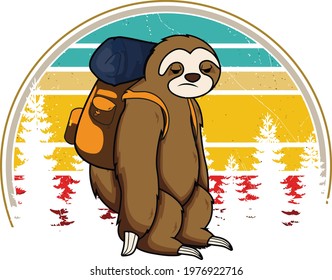 Sloth Hiking Team We Will Get There Funny Vintage