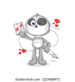 the sloth hold love letter illustration. character vector