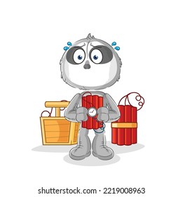 the sloth holding dynamite character. cartoon mascot vector