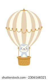 Sloth In Hot-Air Balloon Vector Illustration