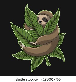 Sloth Hug Weed Vector Illustration For Your Company Or Brand