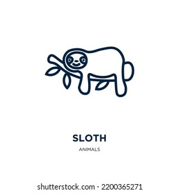 sloth icon from animals collection. Thin linear sloth, character, cute outline icon isolated on white background. Line vector sloth sign, symbol for web and mobile