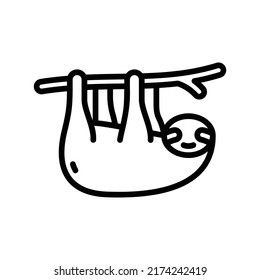 Sloth Icon. Line Art Style Design Isolated On White Background