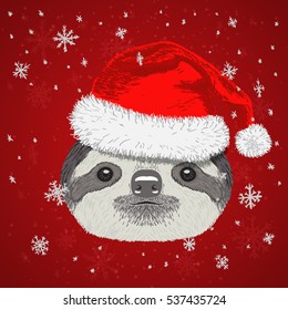 sloth, icon for merry christmas and happy new year