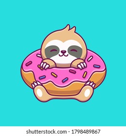 Schlitzen in Doughnut Cartoon Vektorsymbol Illustration. Tierisches Lebensmittelsymbol Konzept isolierter Premium-Vektorgrafik. Flachbildkartonstil