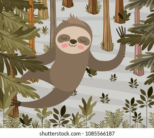 sloth in the jungle scene