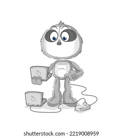 the sloth with laptop mascot. cartoon vector