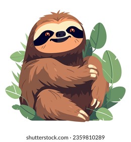 sloth and leaves icon isolated