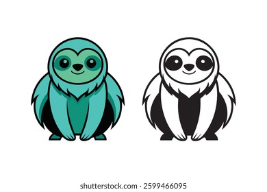 sloth line art set vector Illustration