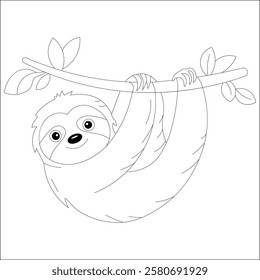 Sloth Line Draw Coloring Page