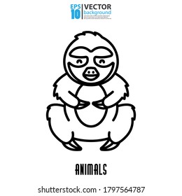 Sloth line icon, outline vector sign. Animal concept. Eps 10 vector illustration.