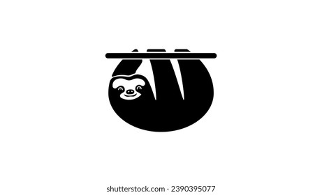 Sloth logo, black isolated silhouette