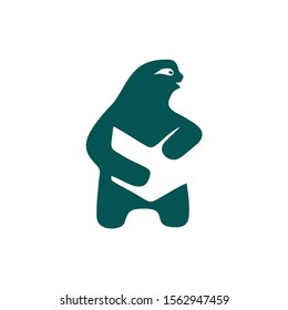 sloth logo icon. design with book. symbol love reading book