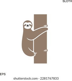 Sloth logo. Isolated sloth on white background