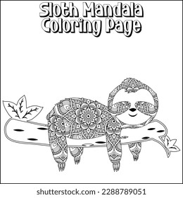 Sloth Mandala Coloring Page for kids
