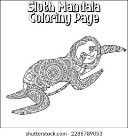 Sloth Mandala Coloring Page for kids