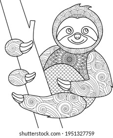 Sloth Mandala Vector Coloring Page Stock Vector (Royalty Free ...