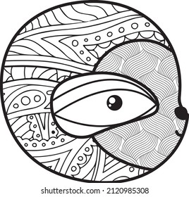 Sloth Mandala Vector And Coloring Page,