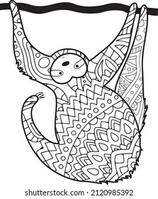 Sloth Mandala Vector And Coloring Page,