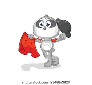 the sloth matador with red cloth illustration. character vector