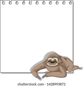 Sloth on note template illustration